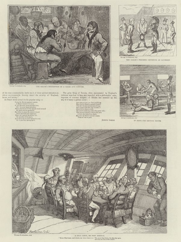 Humoristische Kunst auf der Royal Naval Exhibition von George Cruikshank