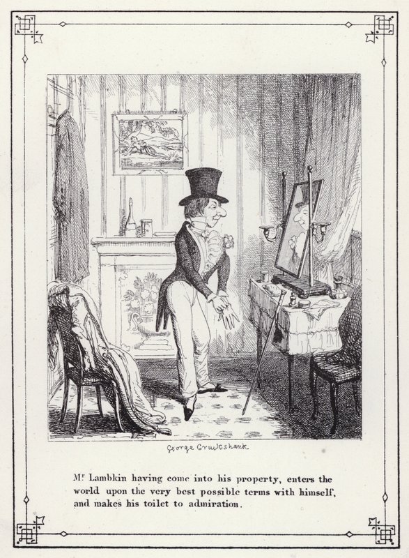 Illustration für Das Buch des Junggesellen, oder Der Fortschritt von Mr. Lambkin (Gent) (Gravur) von George Cruikshank