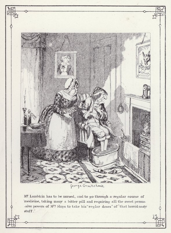 Illustration für The Bachelor’s Own Book, oder Der Fortschritt von Mr. Lambkin (Gent) (Gravur) von George Cruikshank