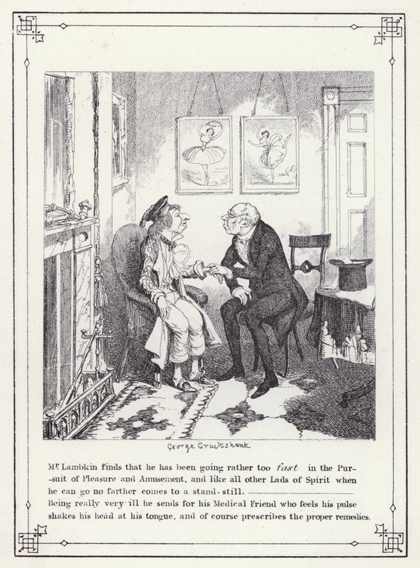 Illustration für The Bachelor’s Own Book, oder Der Fortschritt von Mr. Lambkin (Gent) (Gravur) von George Cruikshank