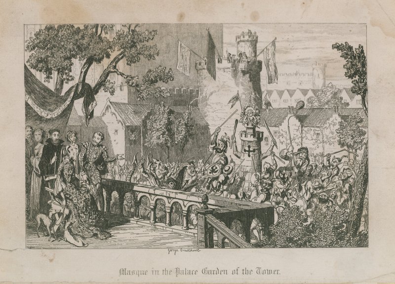 Maskerade im Palastgarten des Turms von George Cruikshank