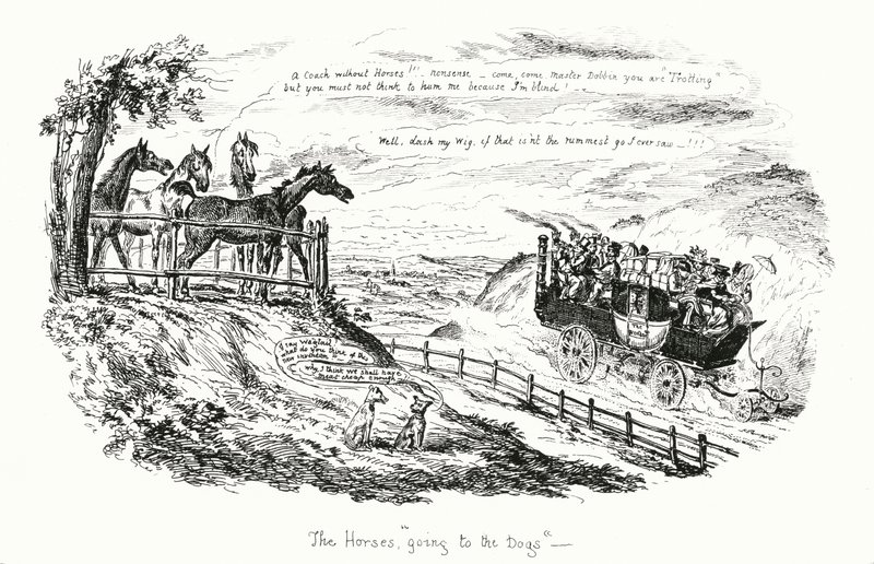 Die Pferde gehen den Bach runter von George Cruikshank