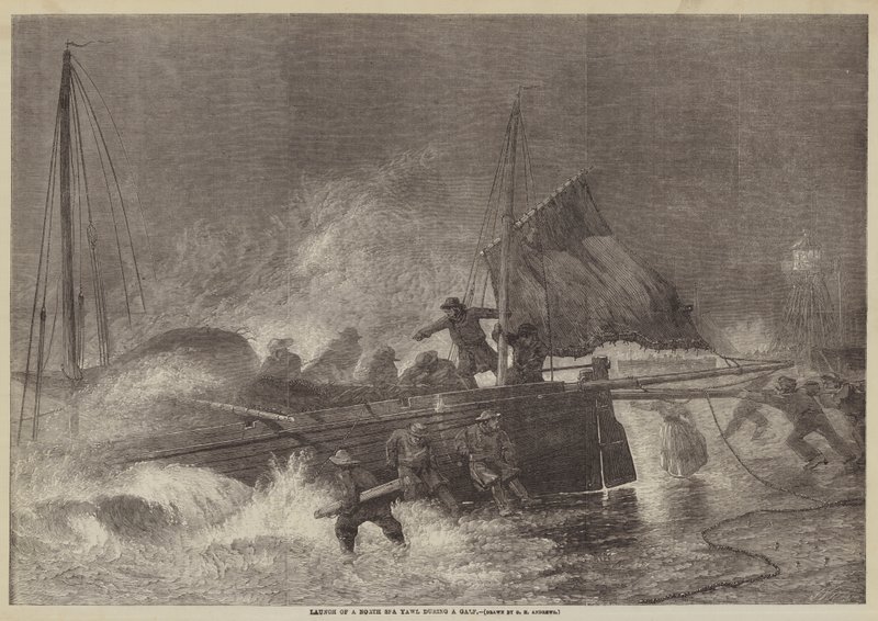 Start einer Nordsee-Yawl während eines Sturms von George Henry Andrews