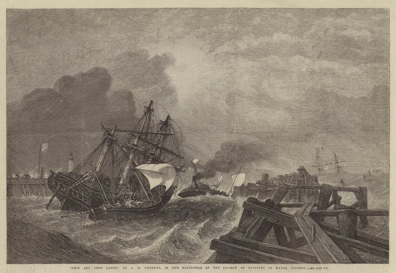 Schiff und Besatzung gerettet, in der Ausstellung der Gesellschaft der Aquarellmaler von George Henry Andrews