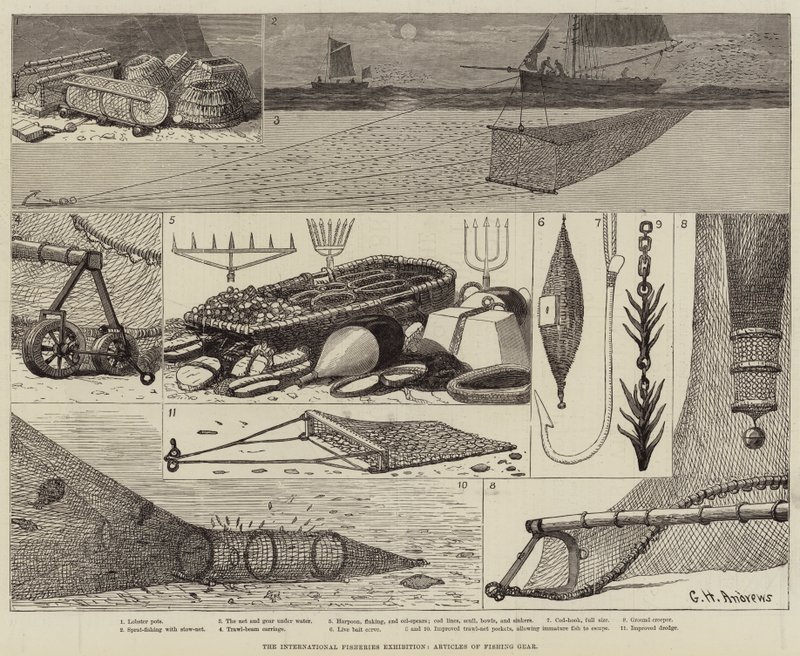 Die Internationale Fischereiausstellung, Angelgeräte von George Henry Andrews