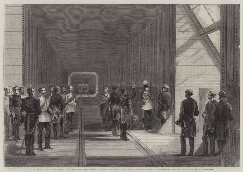 Der Prinz von Wales schließt den letzten Nieten der Victoria Tubular Bridge über den St. Lawrence von George Henry Andrews