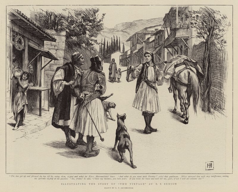 Illustration der Geschichte von The Vintage von E. F. Benson von George Percy Jacomb Hood