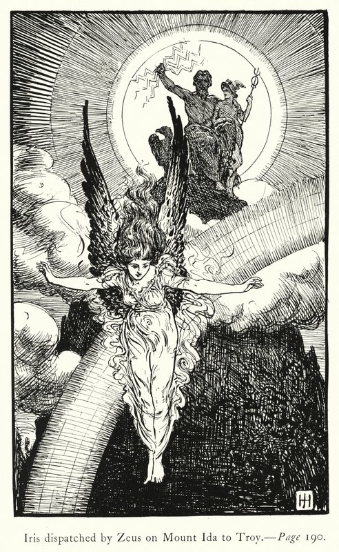 Die Ilias: Iris wird von Zeus auf dem Berg Ida nach Troja geschickt von George Percy Jacomb Hood