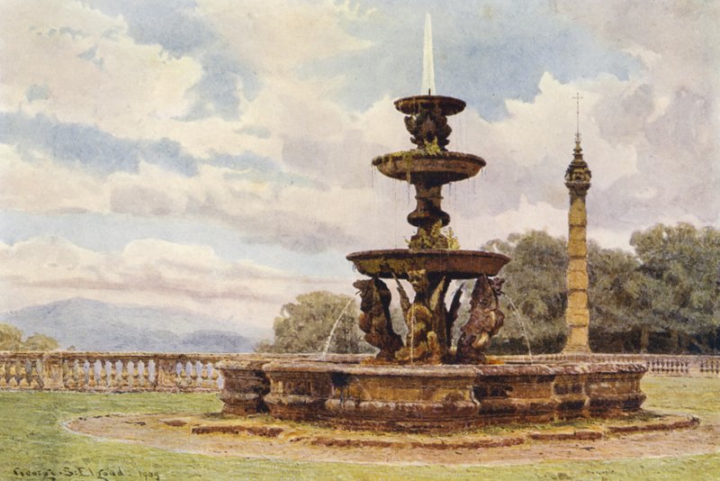 Italienische Gärten: Der Drachenbrunnen, Villa Mondragone von George Samuel Elgood