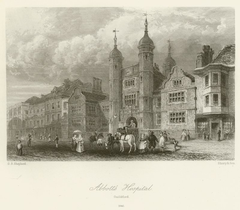 Abbotts Hospital, Guildford, 1840 von George Sidney after Shepherd