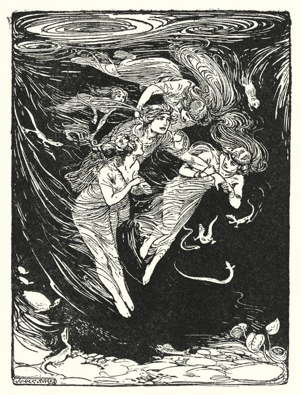 Jason und die Argonauten: "Die Wassernymphen trugen ihn unter den See, um mit ihm zu spielen" von George Soper