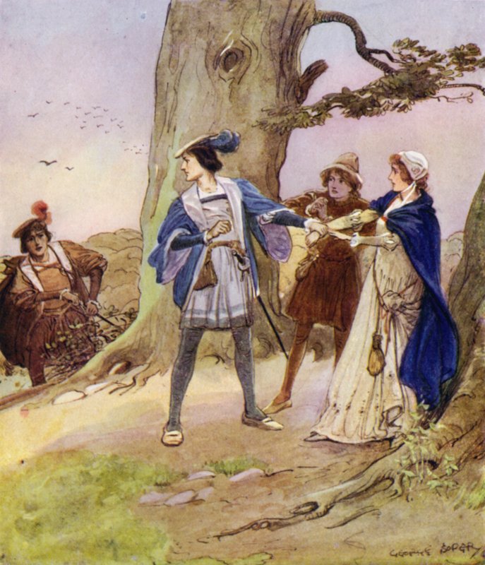 Valentin, der gehört hatte, dass seine Räuber eine Dame gefangen genommen hatten, kam, um sie zu trösten und zu befreien von George Soper