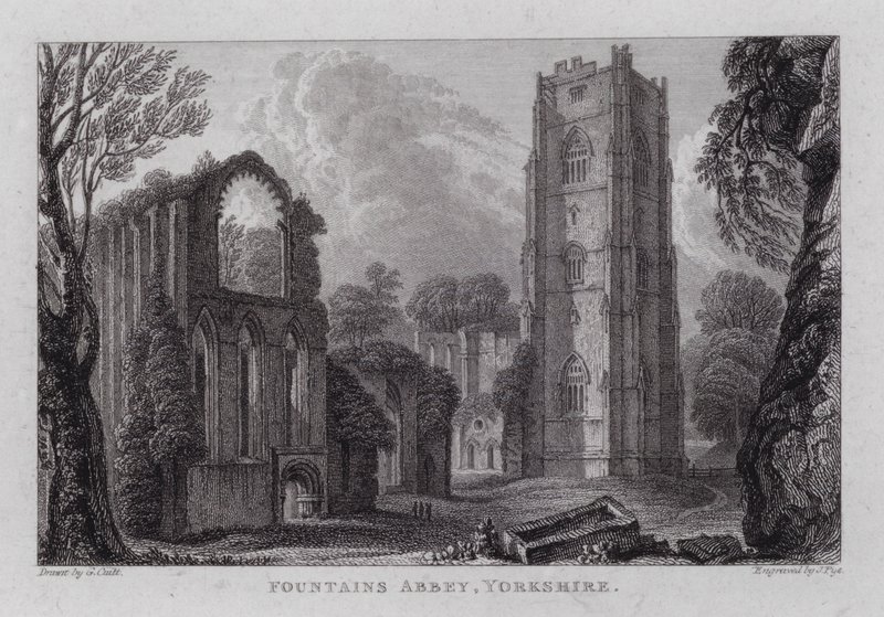 Fountains Abbey, Yorkshire (Stich) von George the Younger Cuitt