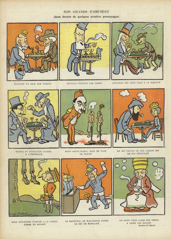 Lieblingsspiele großer Männer, Illustration für Le Rire von Georges Delaw