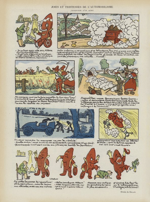 Freuden und Traurigkeiten des Autofahrens. Illustration für Le Rire von Georges Delaw