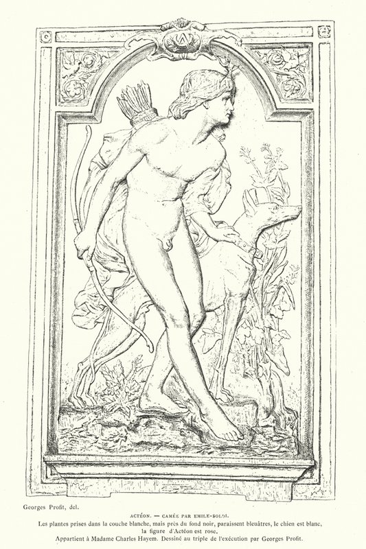 Actaeon, Held der griechischen Mythologie, Kamee von dem französischen Bildhauer Emile Soldi von Georges Ernest Profit