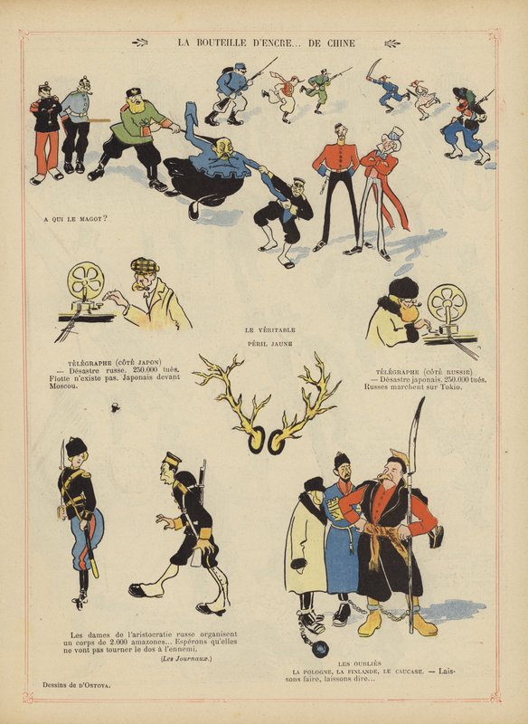 Satire auf den Russisch-Japanischen Krieg. Illustration für Le Rire von Georges d 1878 1937 Ostoya