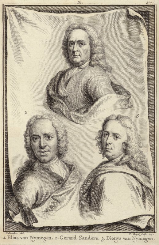 Porträts von Elias van Nijmegen, Gerard Sanders und Dionys van Nijmegen von Gerard Sanders