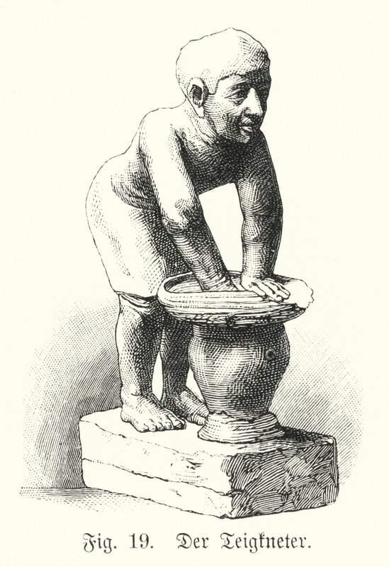 Antike ägyptische Figur eines Mannes, der Teig mischt (Gravur) von German School