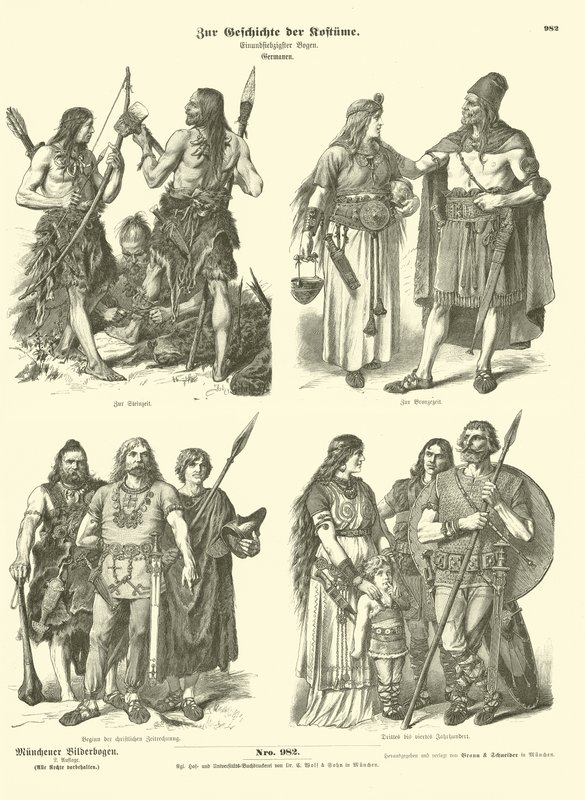 Antike germanische Kostüme von German School