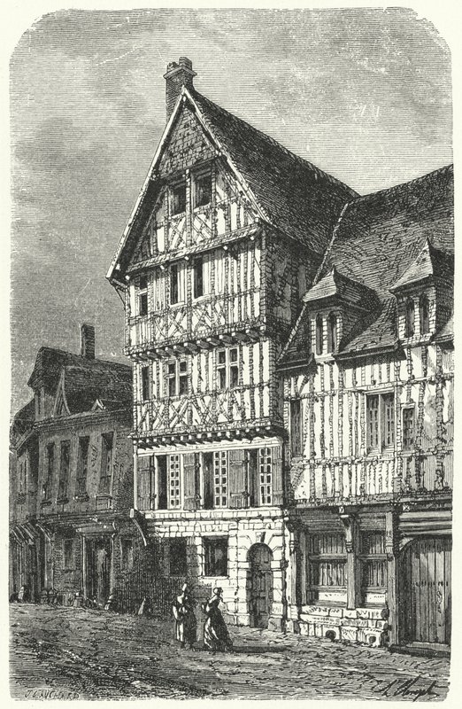 Geburtsort in Rouen des französischen Dramatikers Pierre Corneille (Stich) von German School
