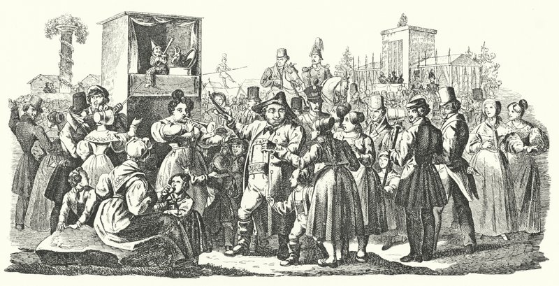 Karneval im Stuttgarter Stadtteil Cannstatt, Herbst 1835 (Gravur) von German School