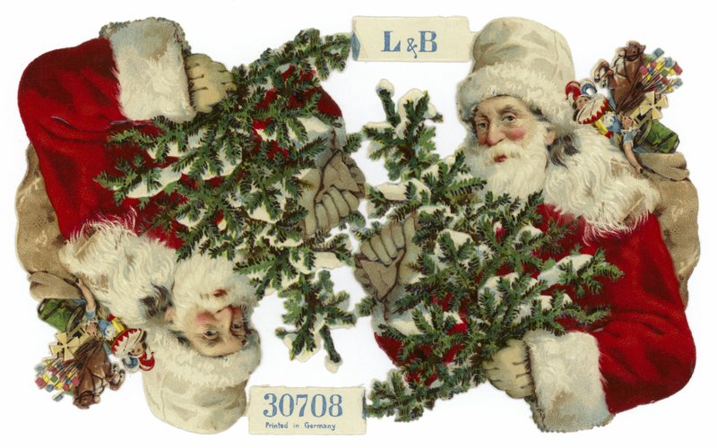 Weihnachtskarte mit Darstellung des Weihnachtsmanns von German School