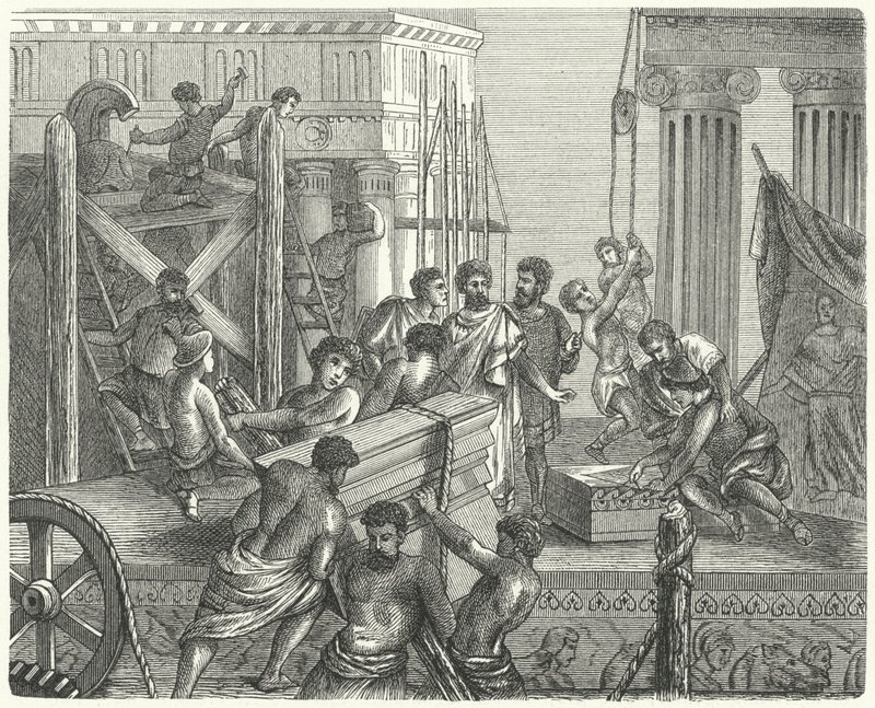Bau eines Tempels auf der Akropolis, Athen von German School