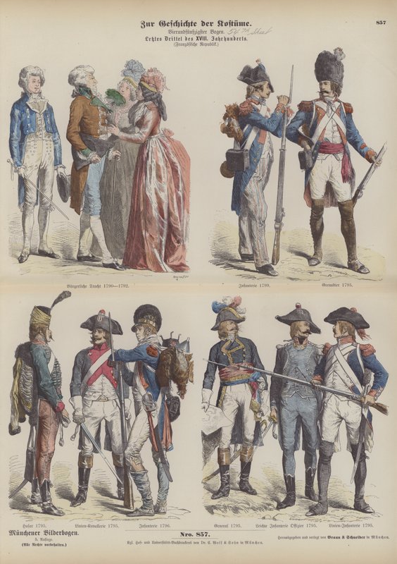 Kostüme und Militäruniformen der Republik Frankreich von German School