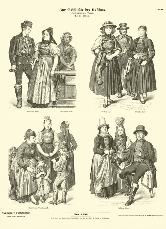 Kostüme aus Baden, Deutschland, 19. Jahrhundert von German School