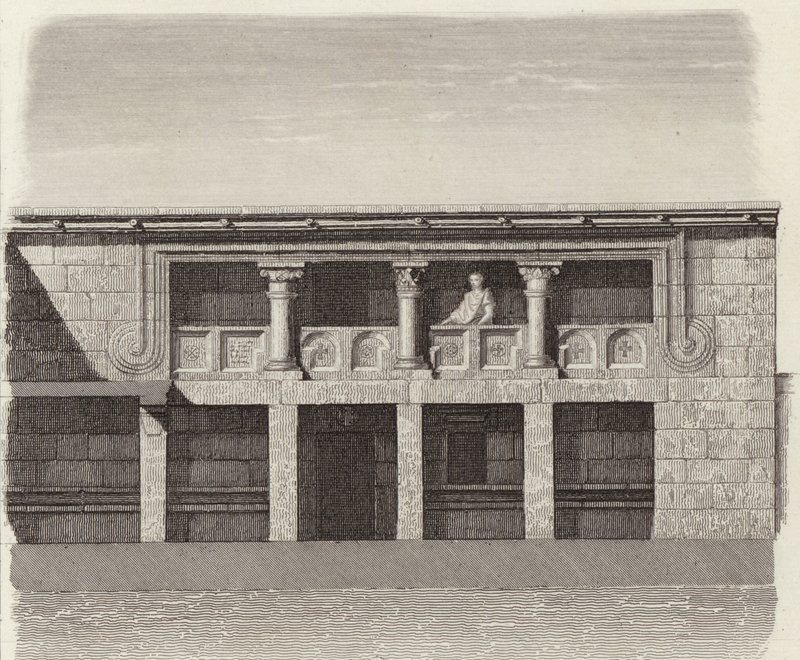 Hof eines antiken griechischen Hauses in Zentralsyrien. Illustration für Bilder-Atlas (Stich) von German School