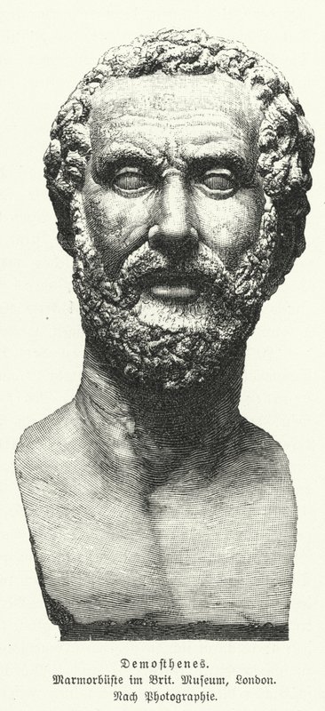 Demosthenes, antiker griechischer Staatsmann und Redner (Lithografie) von German School