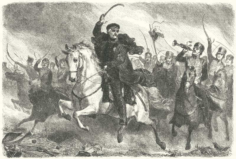 Feldmarschall Blücher in der Schlacht von Ligny von German School