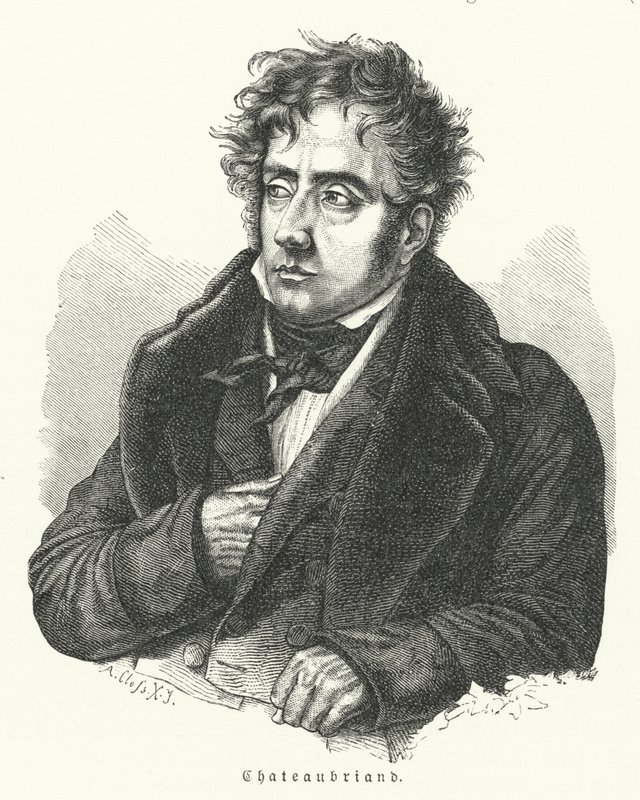 Francois-Rene de Chateaubriand, französischer Romanautor, Politiker, Diplomat und Historiker (Lithografie) von German School