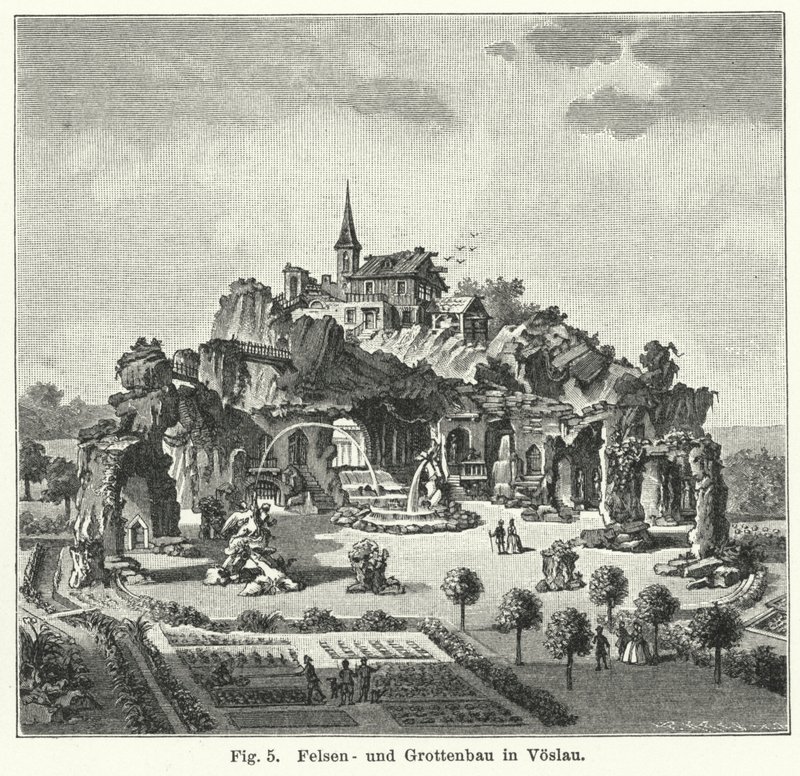 Gartengestaltung: Grottenberg im Garten von Graf Johann von Fries, Vöslau, Österreich von German School