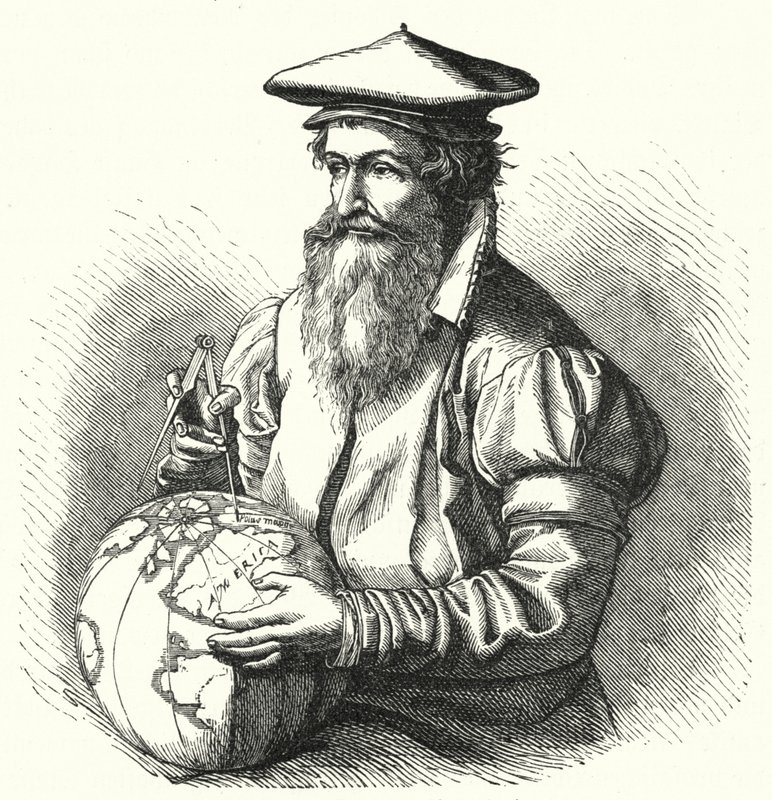 Gerardus Mercator, flämischer Geograph und Kartograph (Stich) von German School