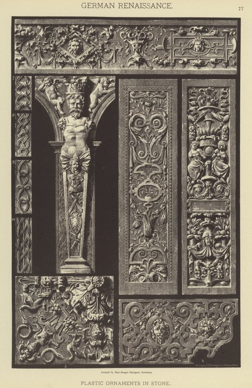 Deutsche Renaissance, plastische Ornamente in Stein von German School