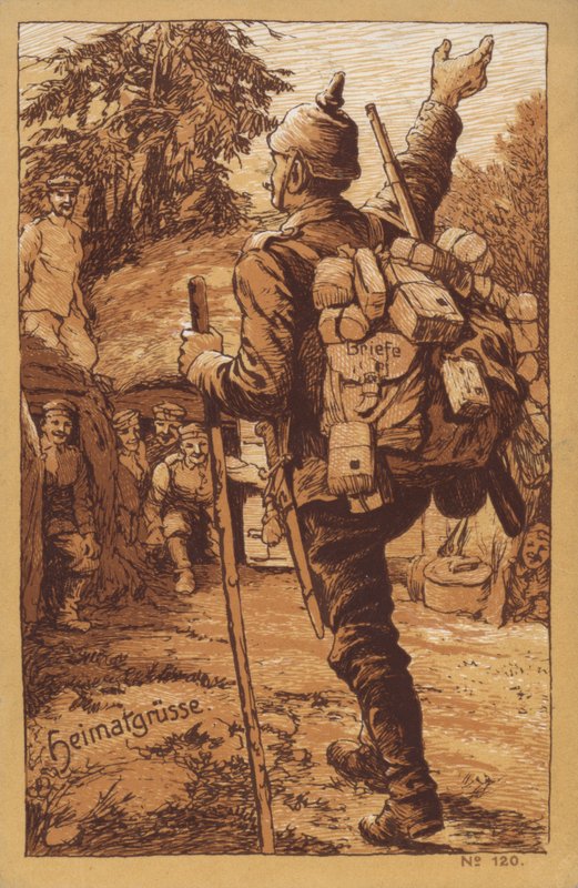 Deutscher Soldat bringt Post und wird bei seiner Rückkehr zu seiner Einheit herzlich empfangen von German School