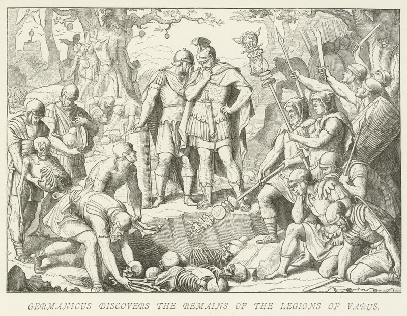 Germanicus entdeckt die Überreste der Legionen des Varus von German School