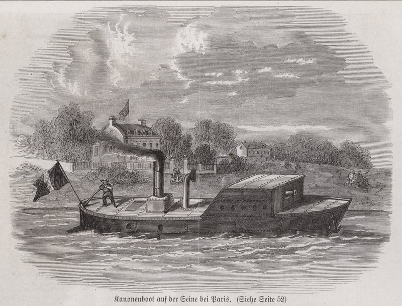 Kanonenboot auf der Seine während der Belagerung von Paris, Deutsch-Französischer Krieg von German School