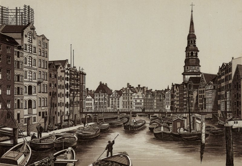 Hamburg: Reimers-Fleet, Reimers Fleet (Lithografie) von German School