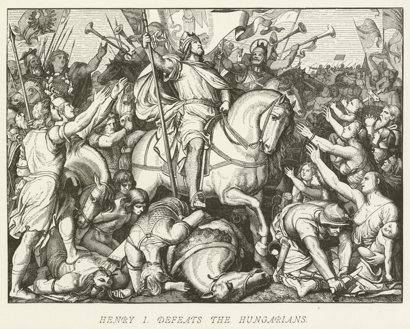 Heinrich I. besiegt die Ungarn von German School