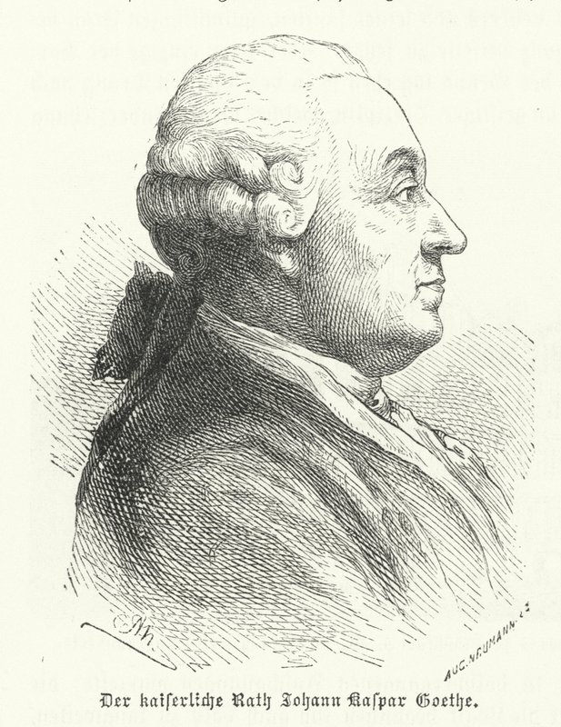 Johann Caspar Goethe, Vater des deutschen Autors Johann Wolfgang von Goethe (Stich) von German School
