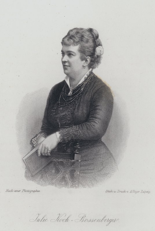 Julie Koch-Bossenberger, deutsche Opernsängerin und Schauspielerin (Stich) von German School