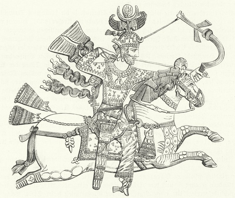König Peroz I. von Persien zu Pferd von German School