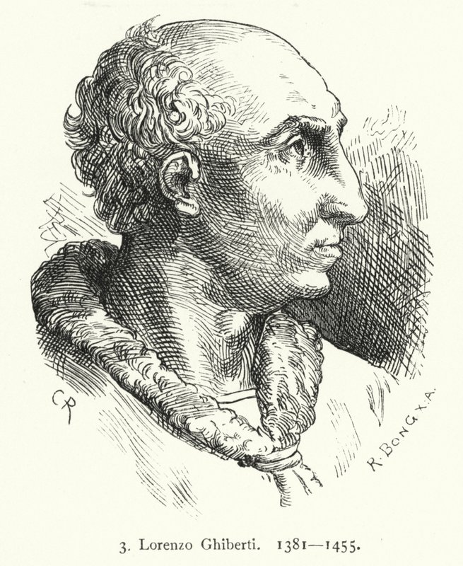 Lorenzo Ghiberti, florentinischer Frührenaissance-Künstler, der die Bronzetüren des Baptisteriums von Florenz entwarf von German School
