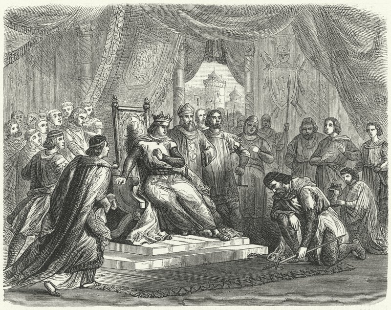 Malcolm IV. von Schottland huldigt Heinrich II. von England in Chester von German School