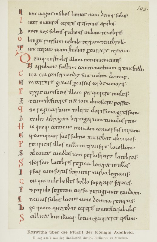 Manuskript von Hrotswitha von Gandersheim über die Flucht von Königin Adelheid von German School