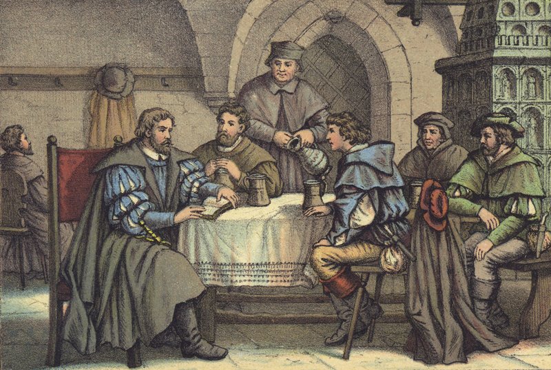 Martin Luther im Gespräch mit Studenten im Gasthof der Bären, Jena von German School