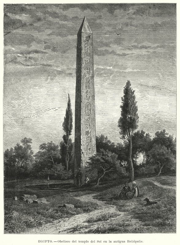 Obelisk des antiken ägyptischen Sonnentempels in Heliopolis von German School